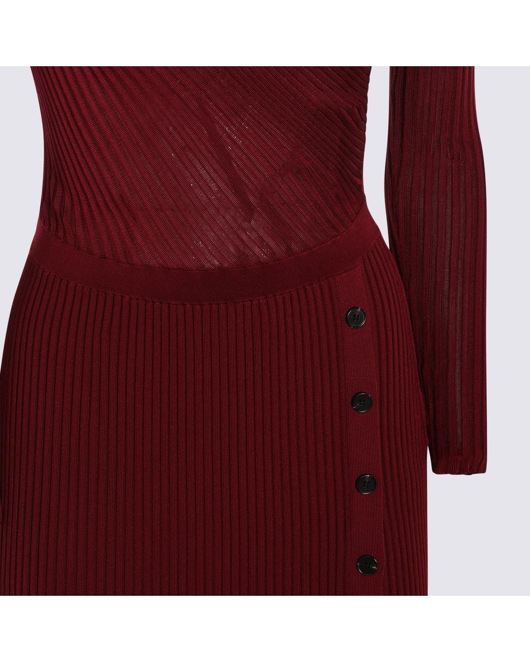 Self-Portrait Red Cut-Out Detailed Knitted Midi Dress