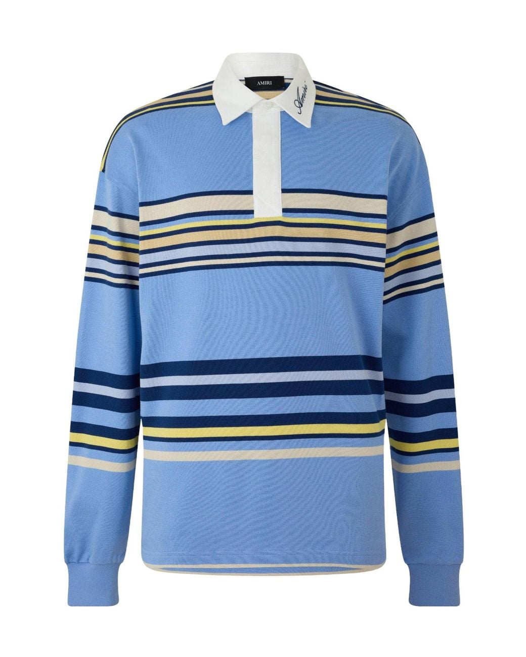 Amiri Blue Striped Polo Shirt for men