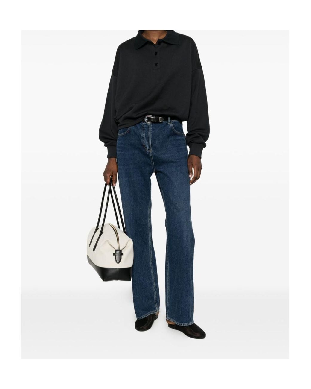 The Row Blue High-Waisted Wide-Leg Denim Jeans