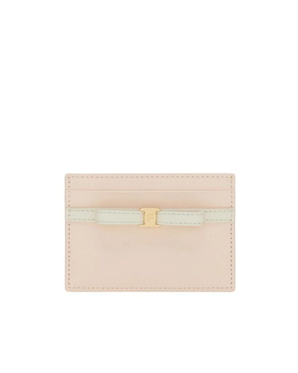 Ferragamo Natural Mini Bow Credit Card Holder