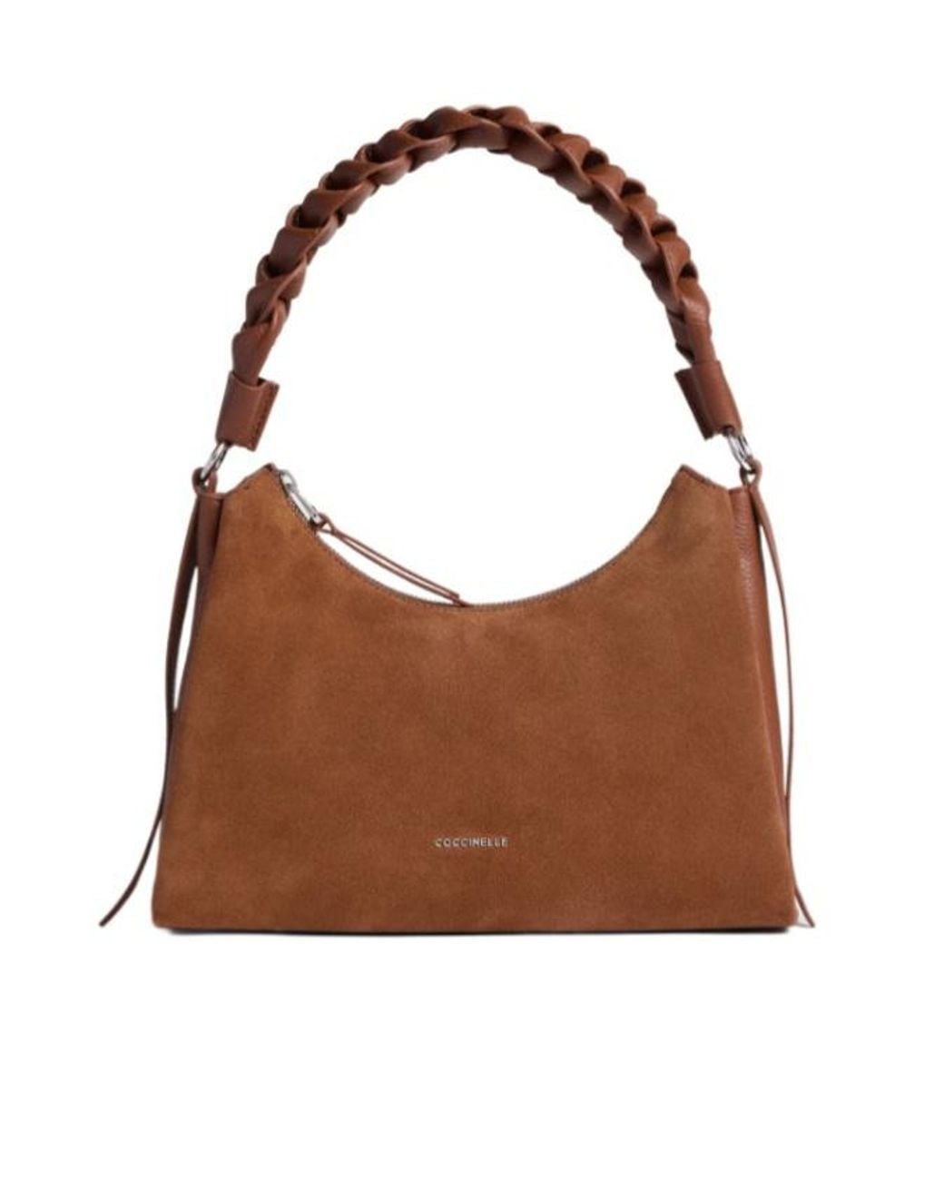 Coccinelle Brown Boheme Small Braided-Handle Shoulder Bag