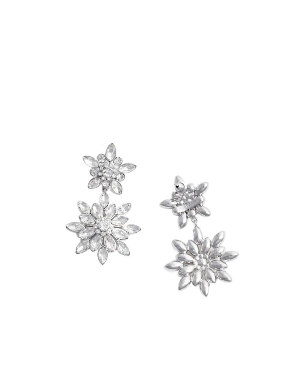Self-Portrait White Embellished Tiered Earrings