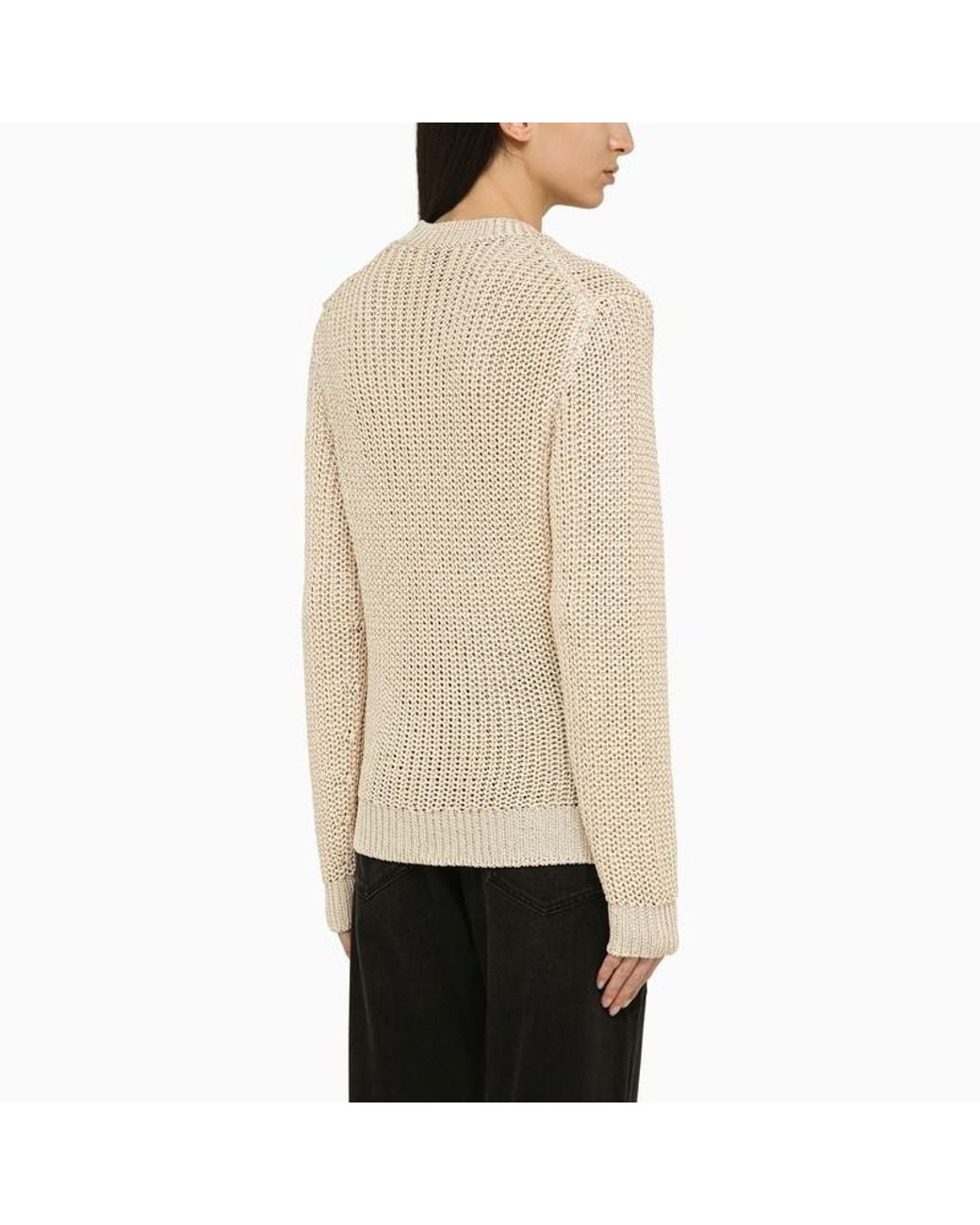 Isabel Marant Natural Recycled Polyester Ecru Crew-Neck Jumper Sweater
