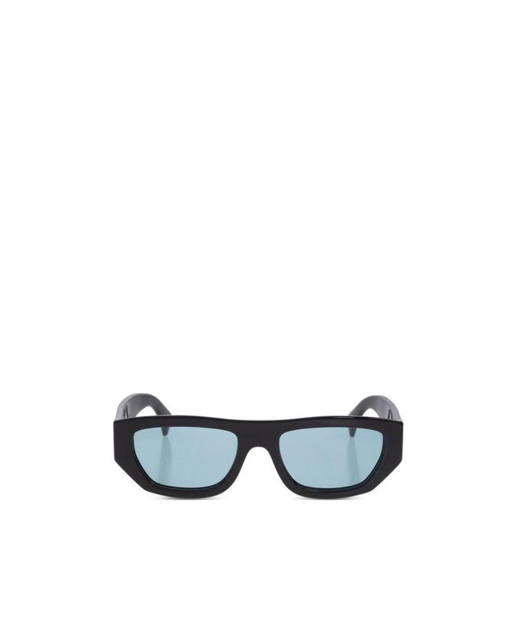 Gucci White Logo-Print Rectangle-Frame Sunglasses