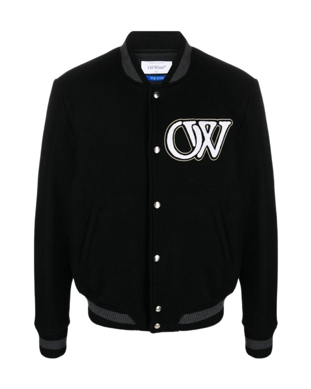 Off-White c/o Virgil Abloh Black Varsity Bomber Jacket for men