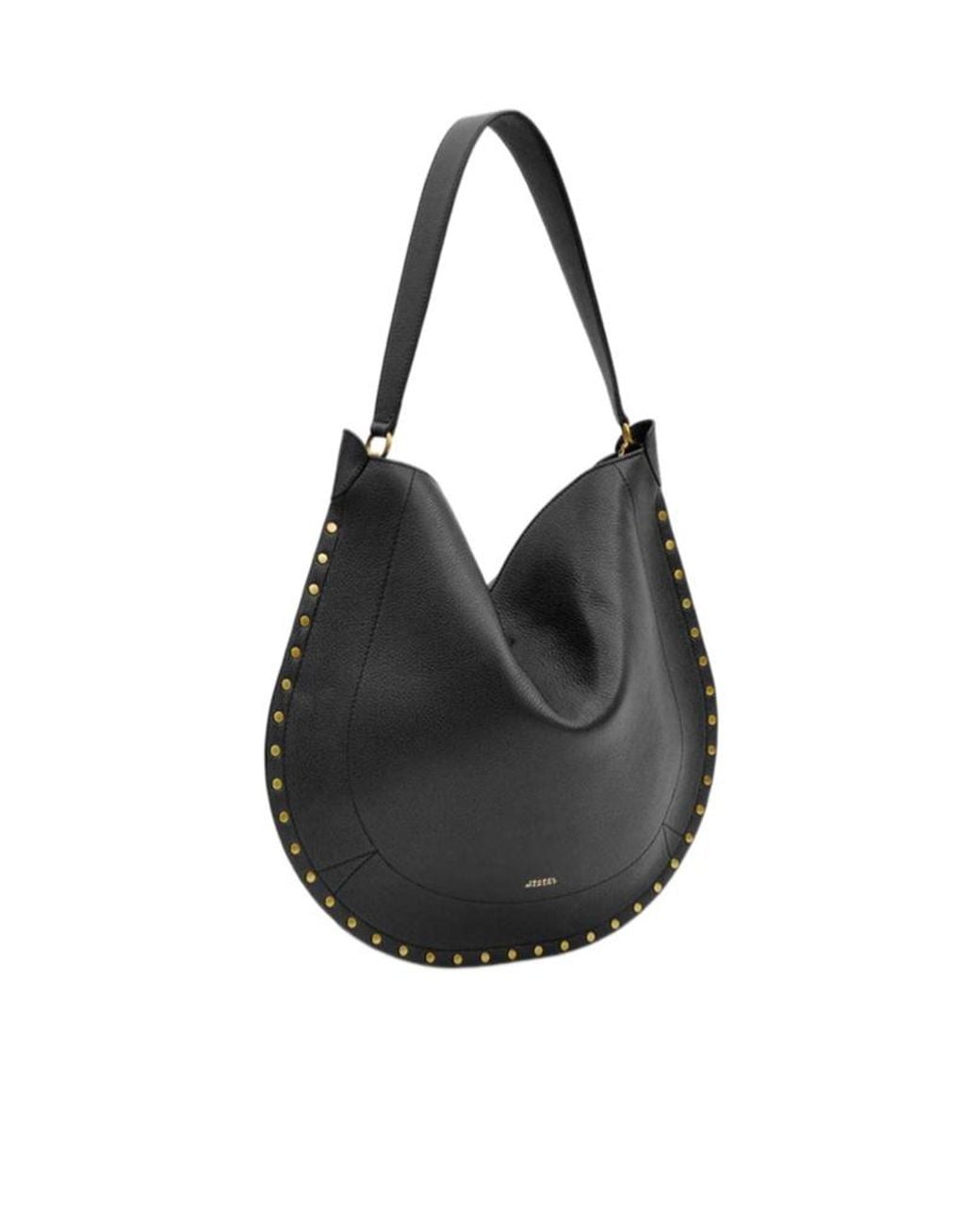 Isabel Marant Black Logo Printed Stud-Embellished Shoulder Bag