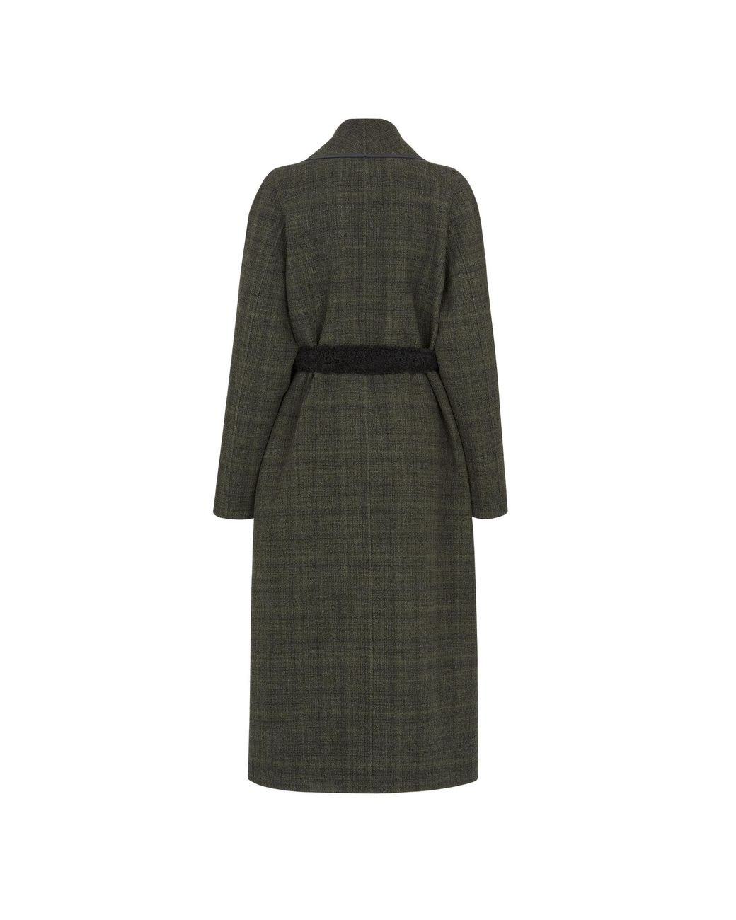 Fendi Black Ff Embroidered Tie-Waisted Tweed Coat