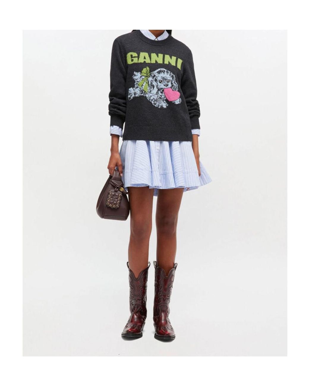 Ganni Blue Round-Neck Knitwear