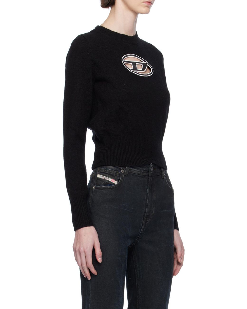DIESEL Black M-Areesa Logo Embroidered Crew Neck Jumper