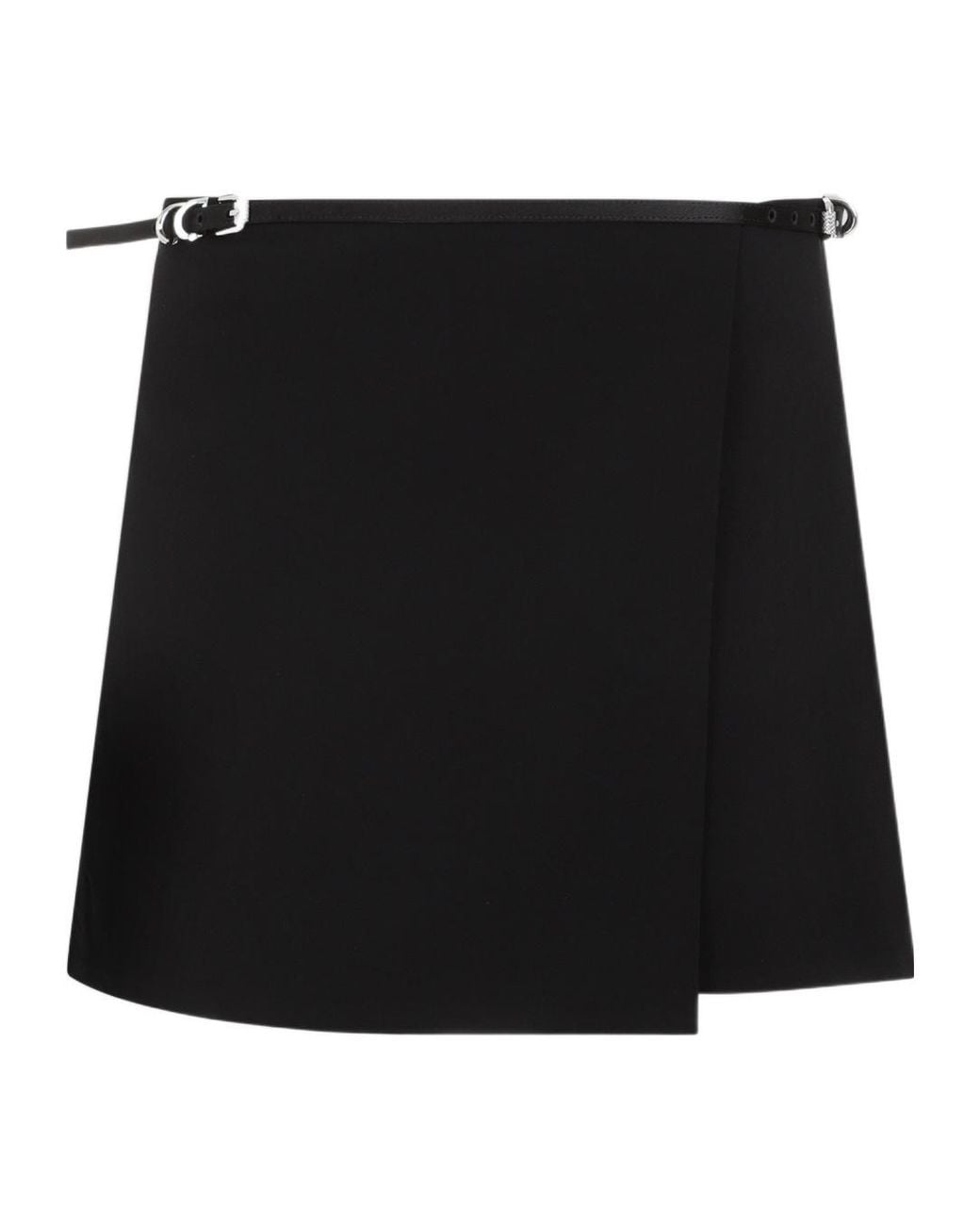 Givenchy Black Belted Wrap Mini Skirt