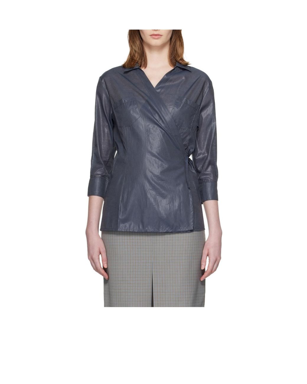 Paloma Wool Blue Wrap V-Neck Top