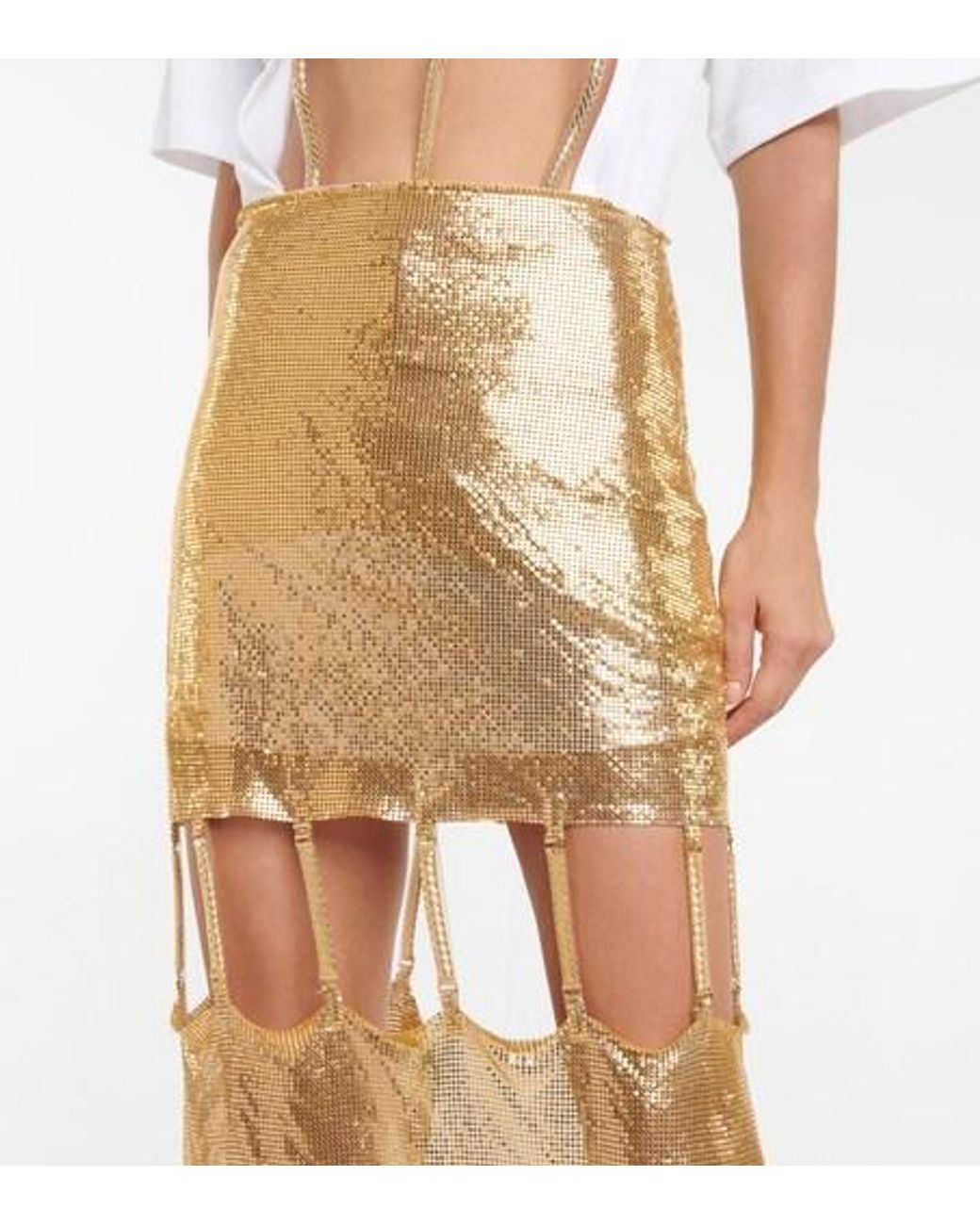 Christopher Kane Metallic Cutout Mesh Midi Skirt