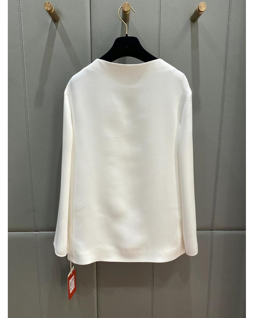Valentino White Cady Couture Logo Plaque Long-Sleeved Blouse