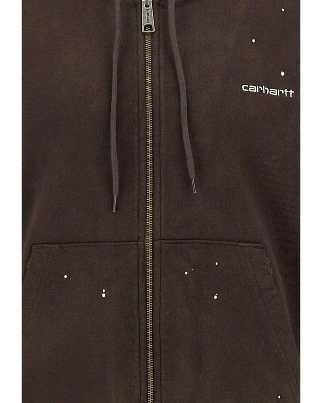 Carhartt Brown Paint-Splatter Zip-Up Hoodie for men