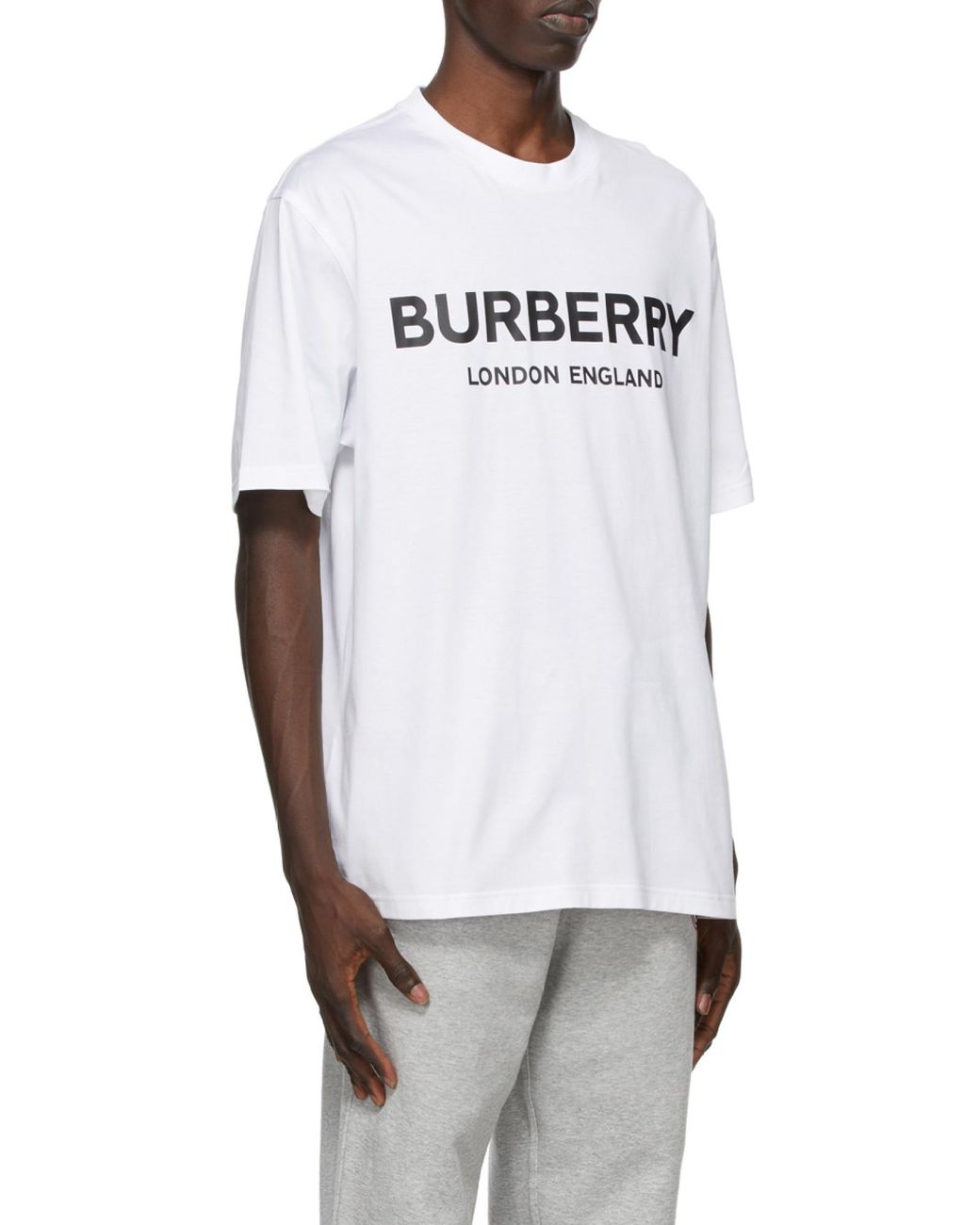 Burberry White Logo Print Crewneck T-Shirt for men