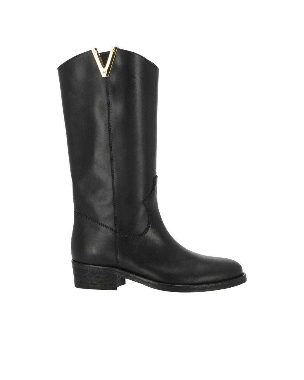 Via Roma 15 Black Stitched Detail Boots
