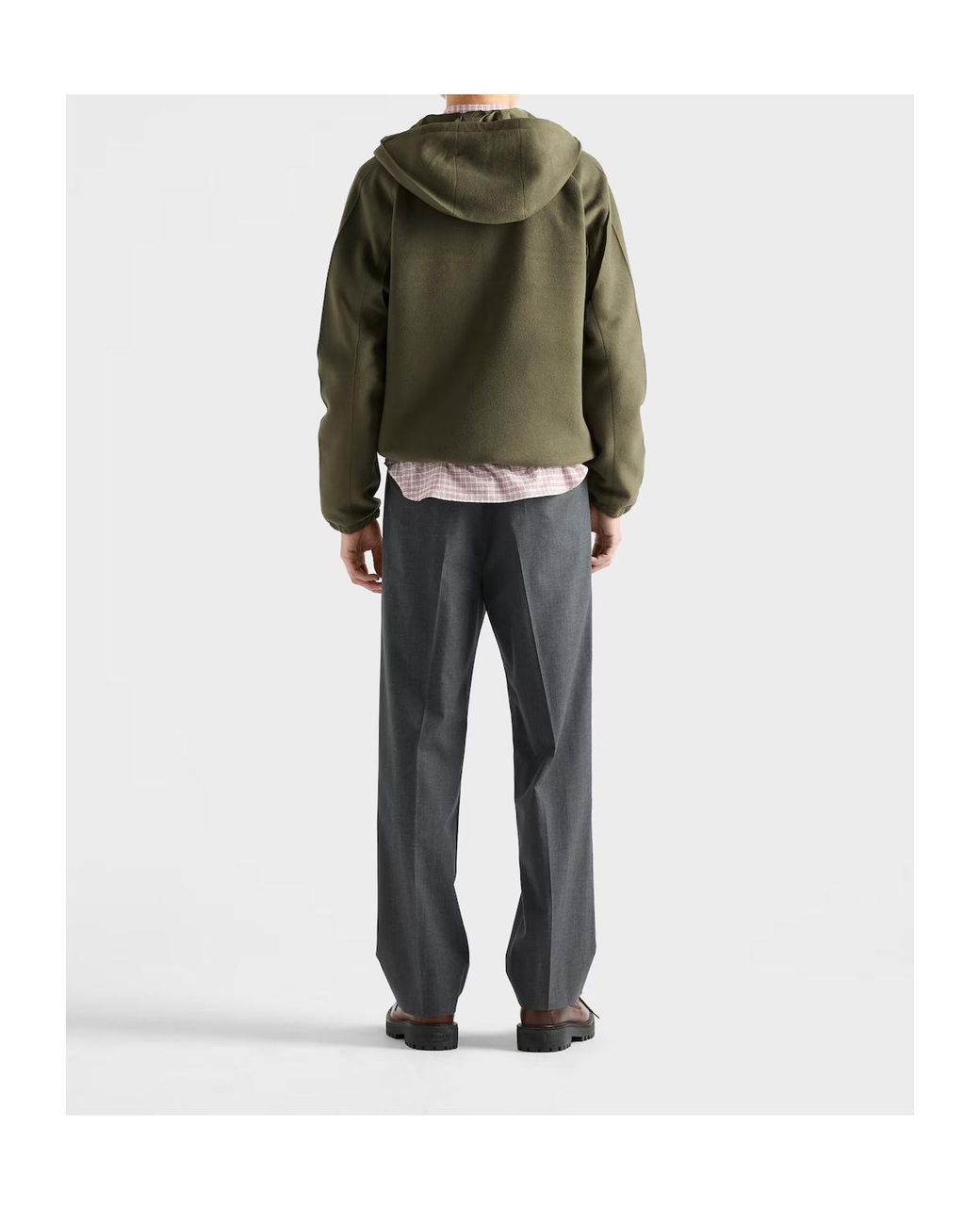 Prada Green Hooded Technical Fabric Blouson Jacket for men