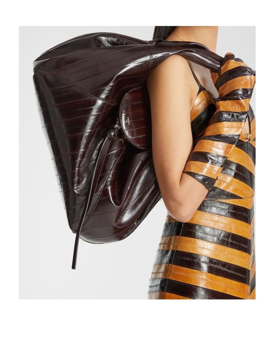 Fendi Brown Inlaid Hagfish Leather Bag