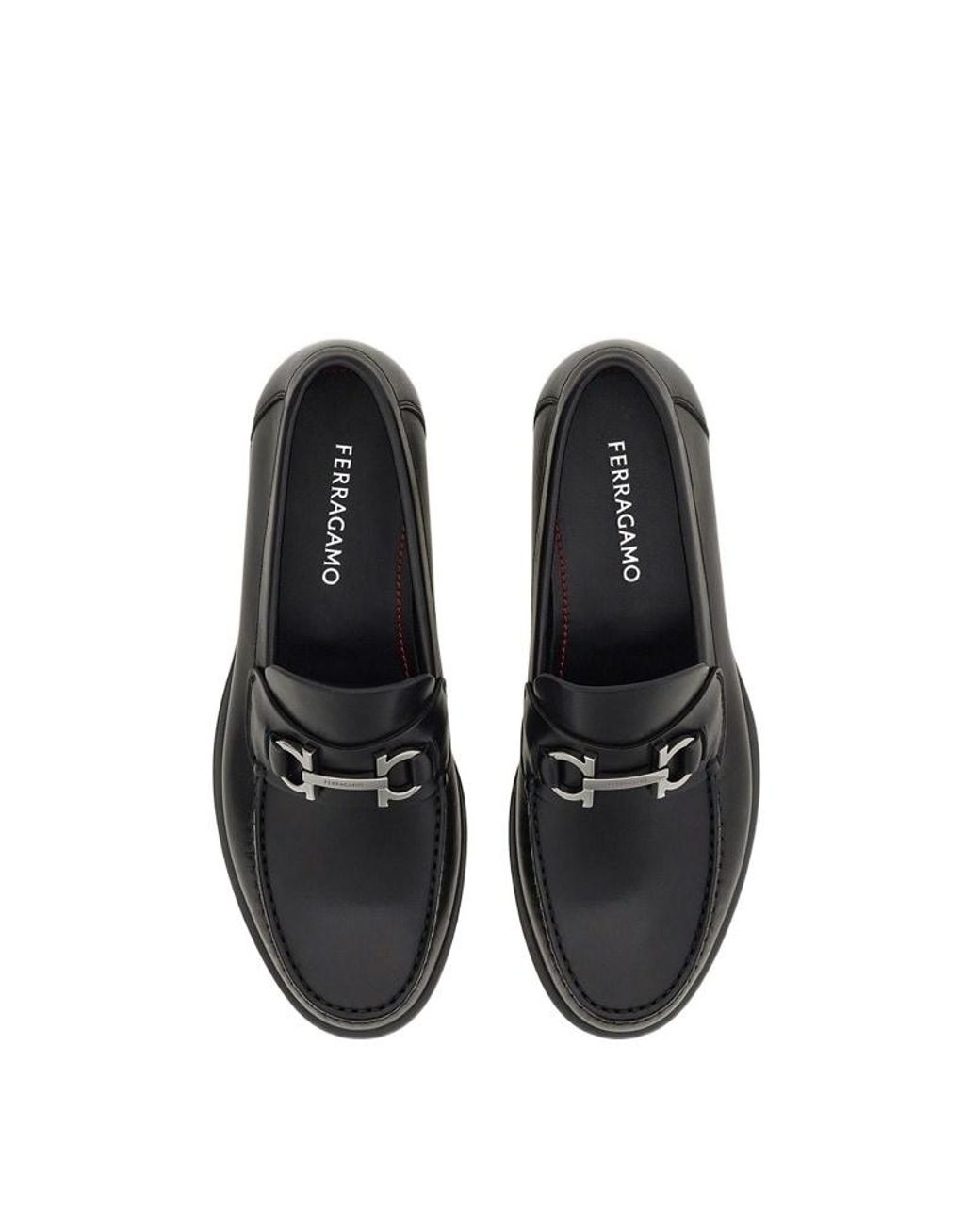 Ferragamo Black Ferragamo Gancini Buckle Slip-On Loafers for men