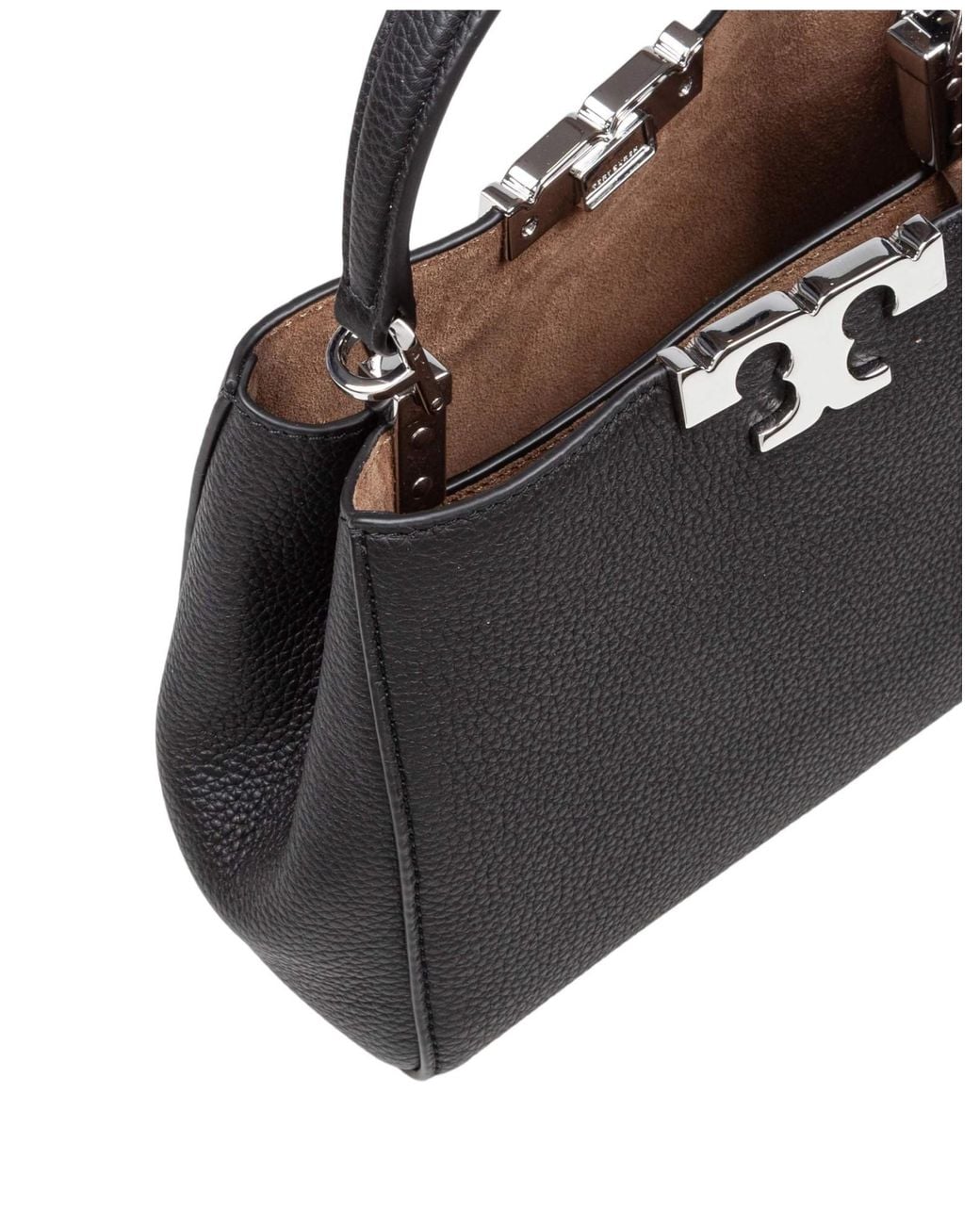 Tory Burch Black Eleanor Pebbled Mini Satchel Bag