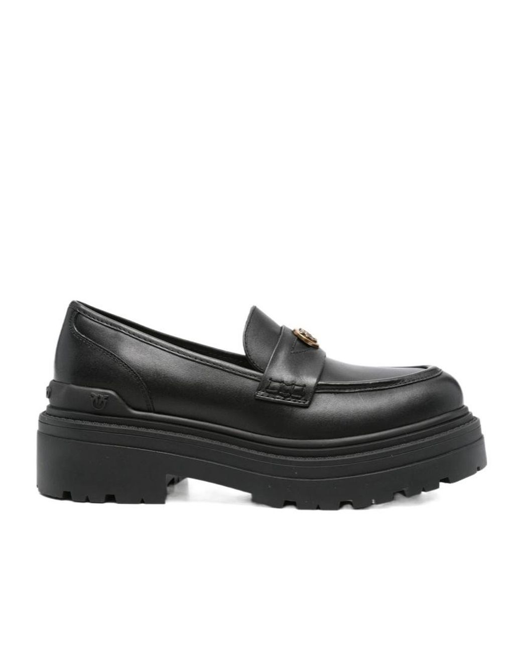 Pinko Black Round Toe Loafers