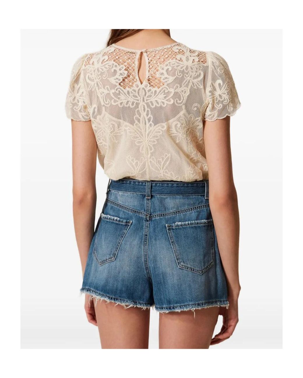 Twinset Blue Belt-Fastening Shorts