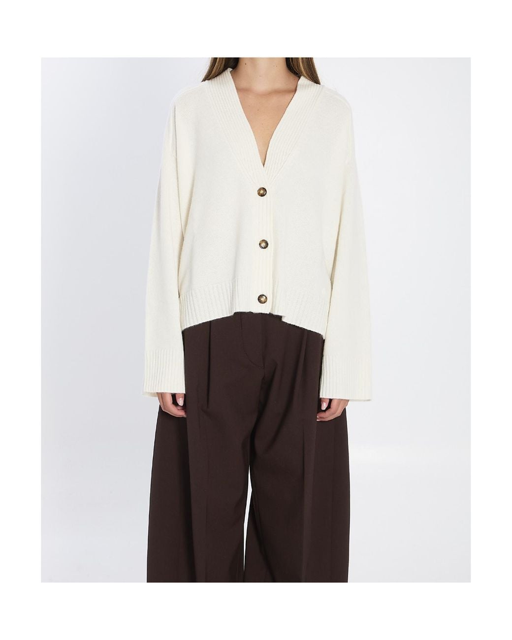 Loulou de Saison White Kaia Buttoned Cardigan