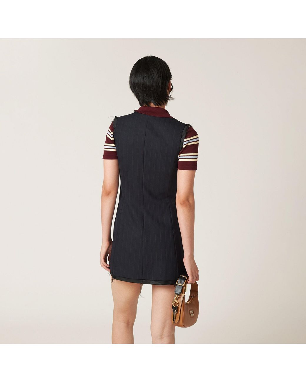 Miu Miu Black Tailored Wool Mini Dress