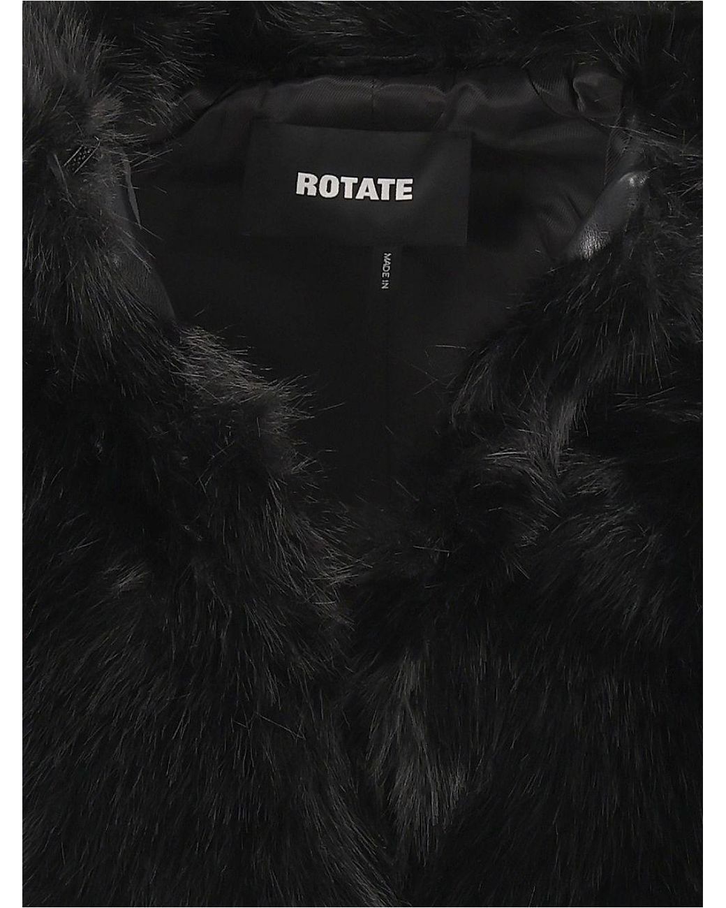 ROTATE BIRGER CHRISTENSEN Black Faux-Fur Flared Jacket