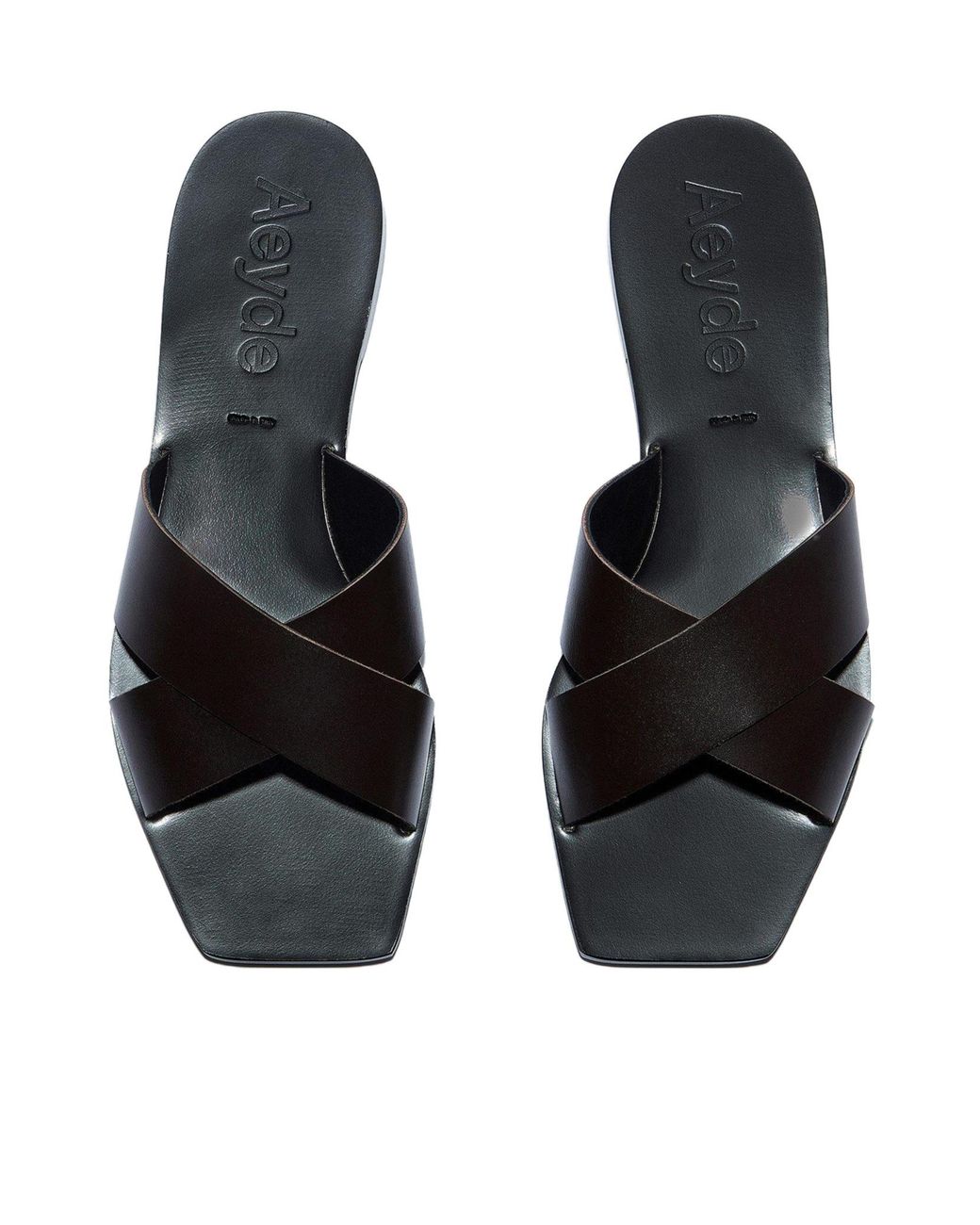 Aeyde Black Minimalist Flat Sandals