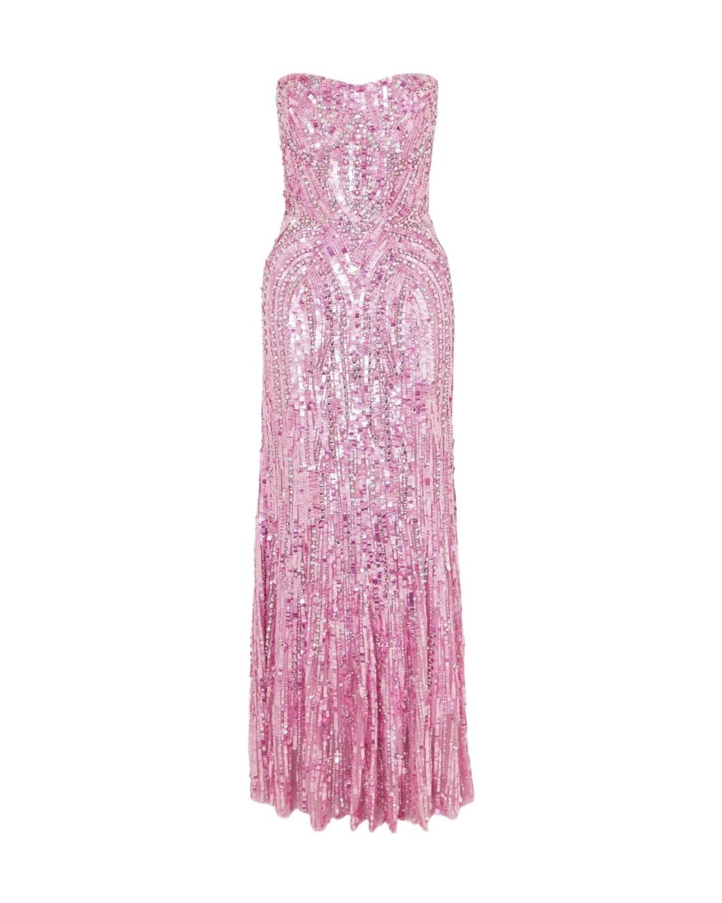 Jenny Packham Pink Embellished Tulle Gown