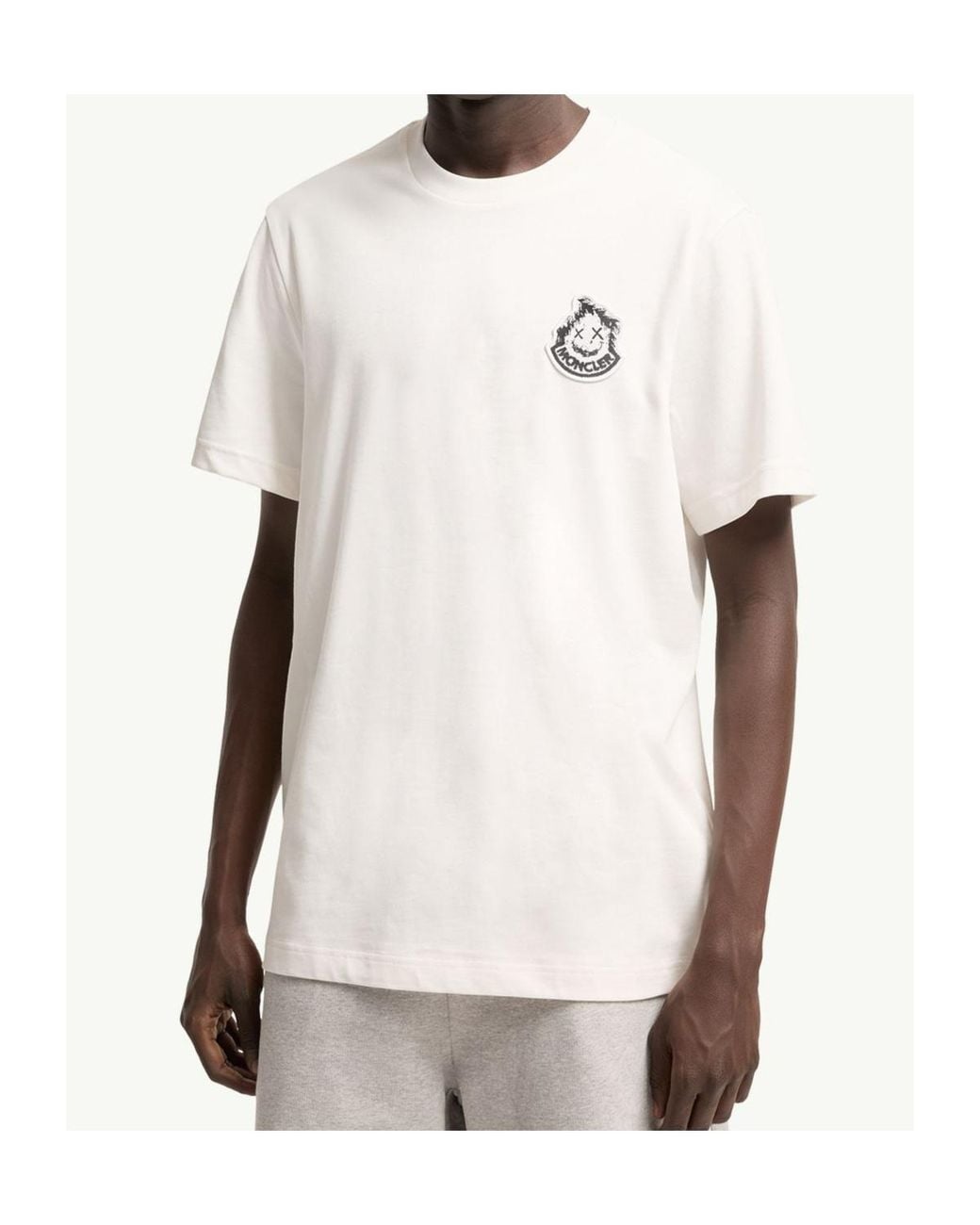 Moncler White Logo Patch Crewneck T-Shirt for men