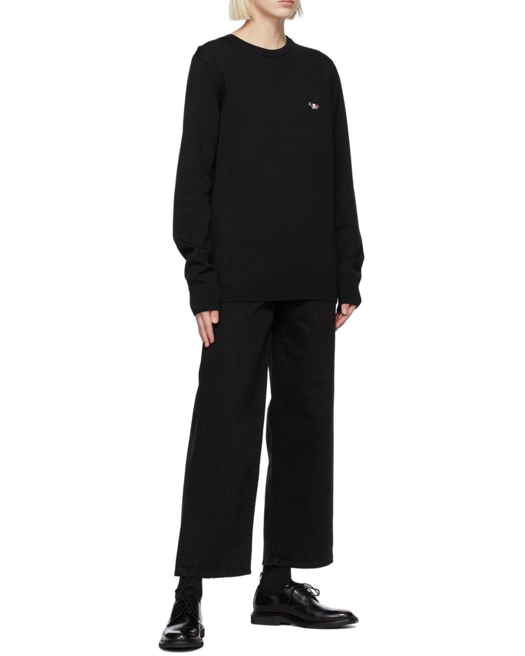 Maison Kitsuné Blue Fox-Patch Crew-Neck Jumper for men