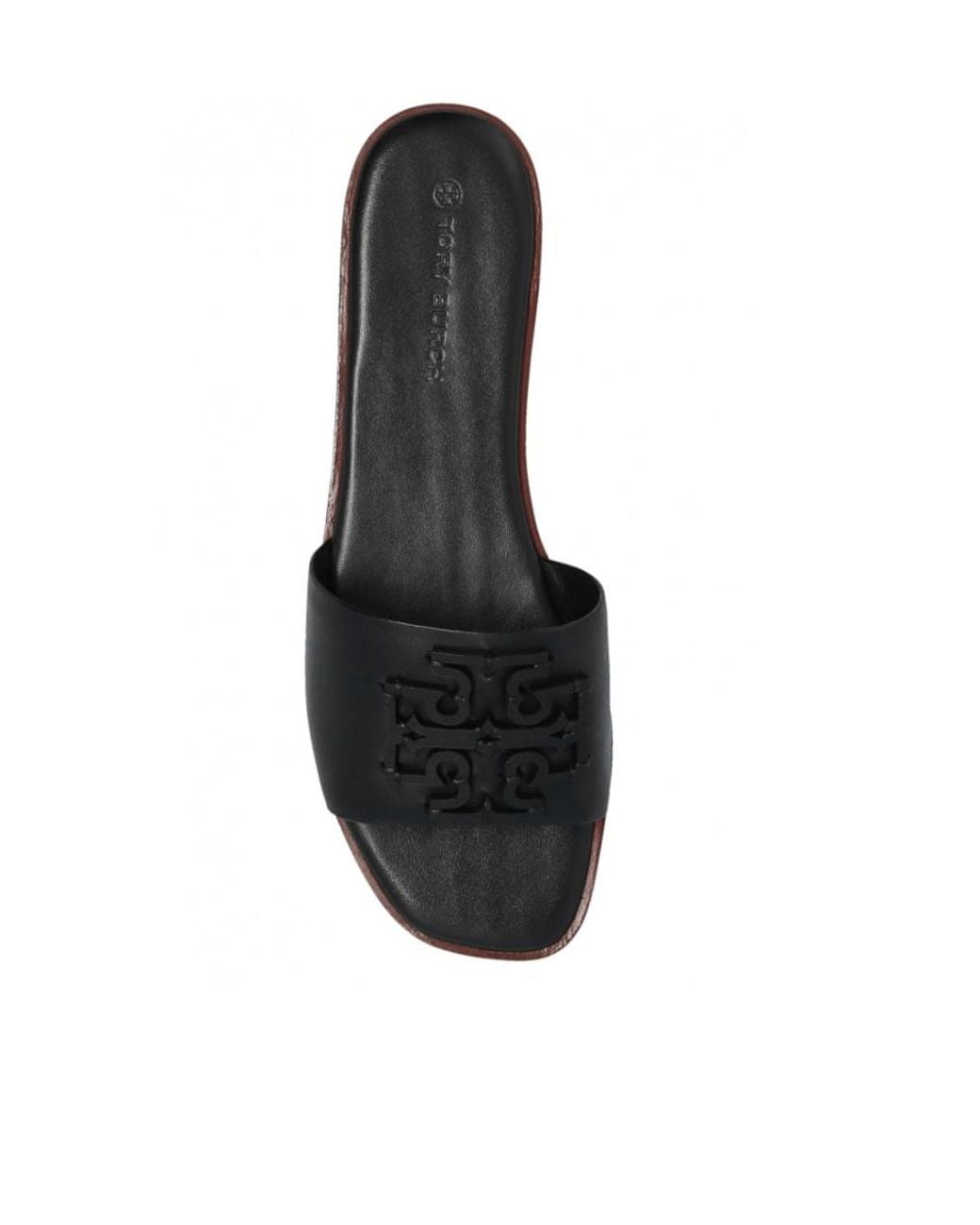 Tory Burch Brown Ines Logo-Patch Slides