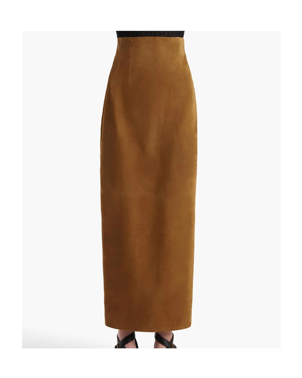 Khaite Natural Suede Maxi Skirt