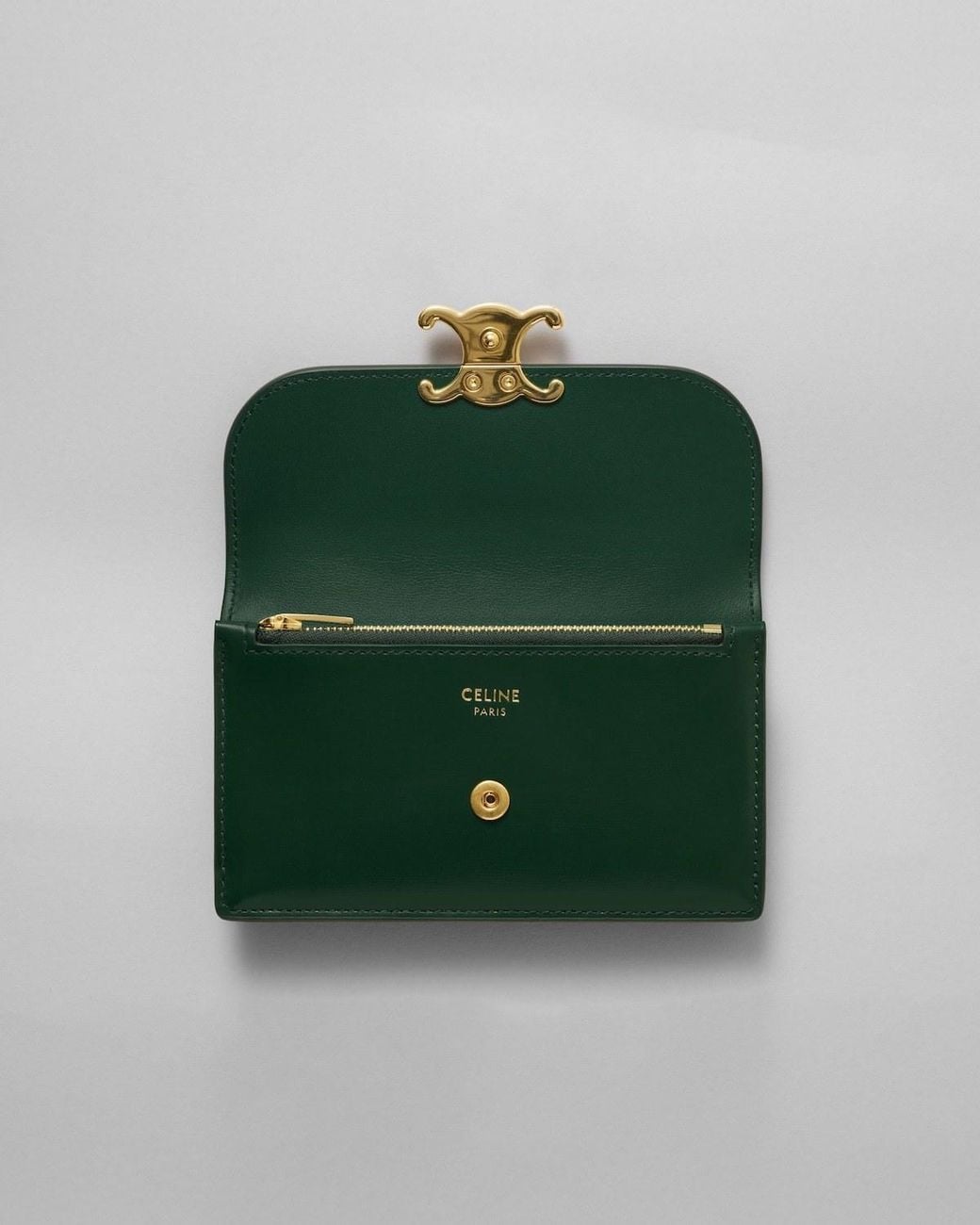 Céline Green Long Flap Card Holder