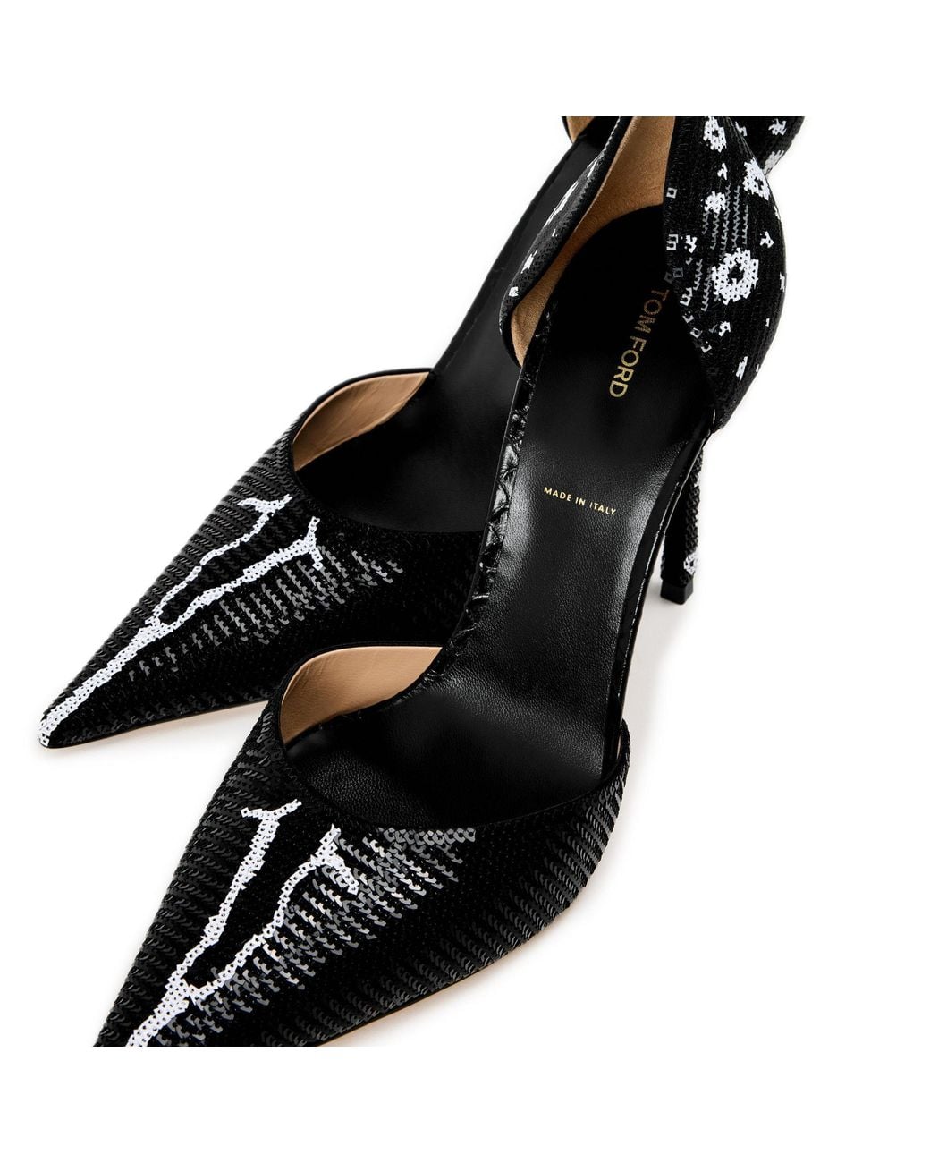 Tom Ford Black Sequin D'Orsay Stiletto Pumps