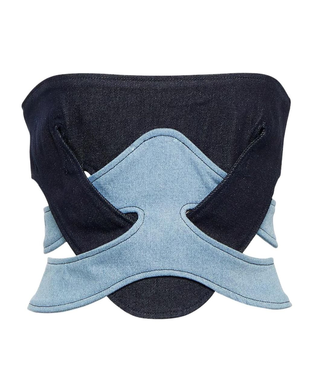 Dion Lee Blue Strapless Cowgirl Tank Top