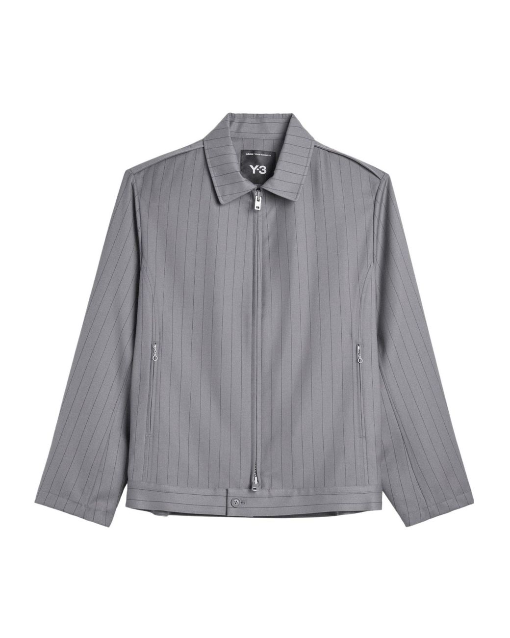 Y-3 Gray Lapel Striped Zip-Up Jacket for men