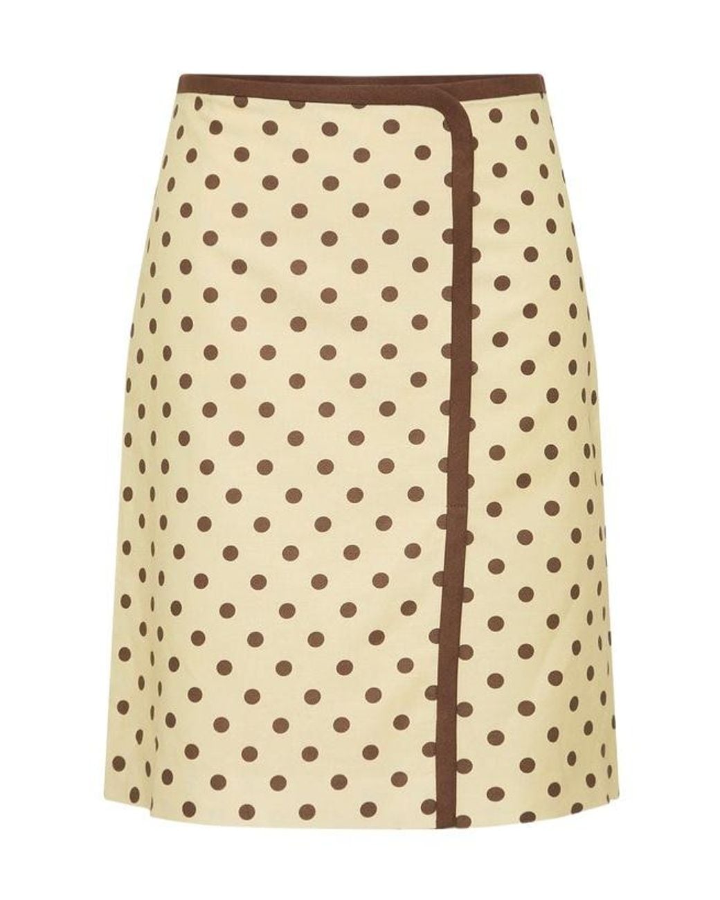 Posse Natural Bowie Wrap-Effect Polka-Dot Linen And Cotton-Blend Midi Skirt