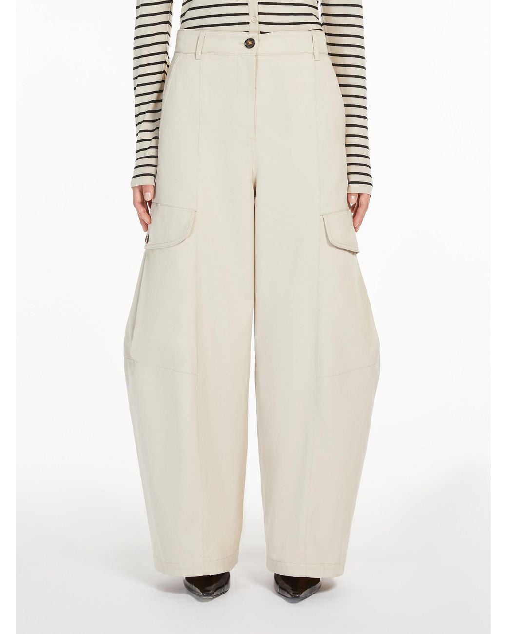 Max Mara White 'S Rosatea Button Detailed Wide-Leg Pants
