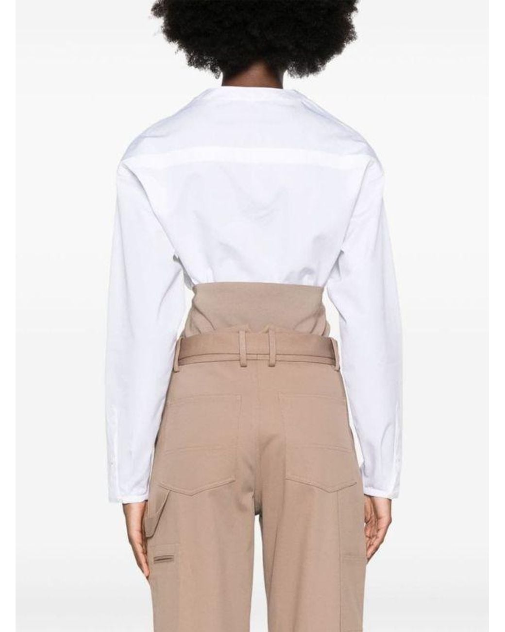 Alaïa White Alaïa V-Neck Drop Shoulder Shirt