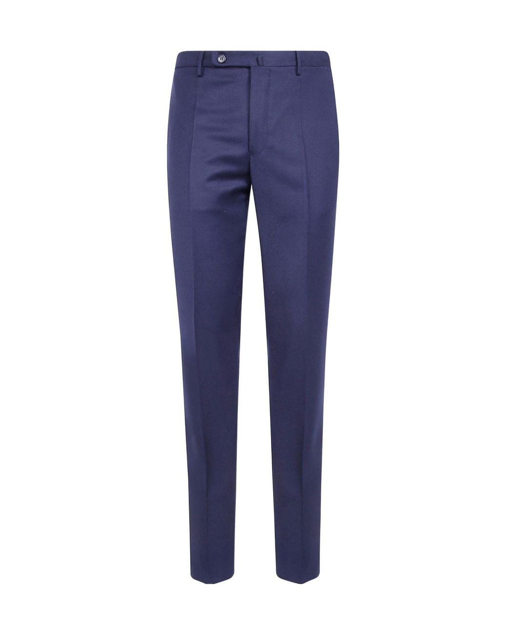 Incotex Blue Pressed-Crease Wool Trousers for men