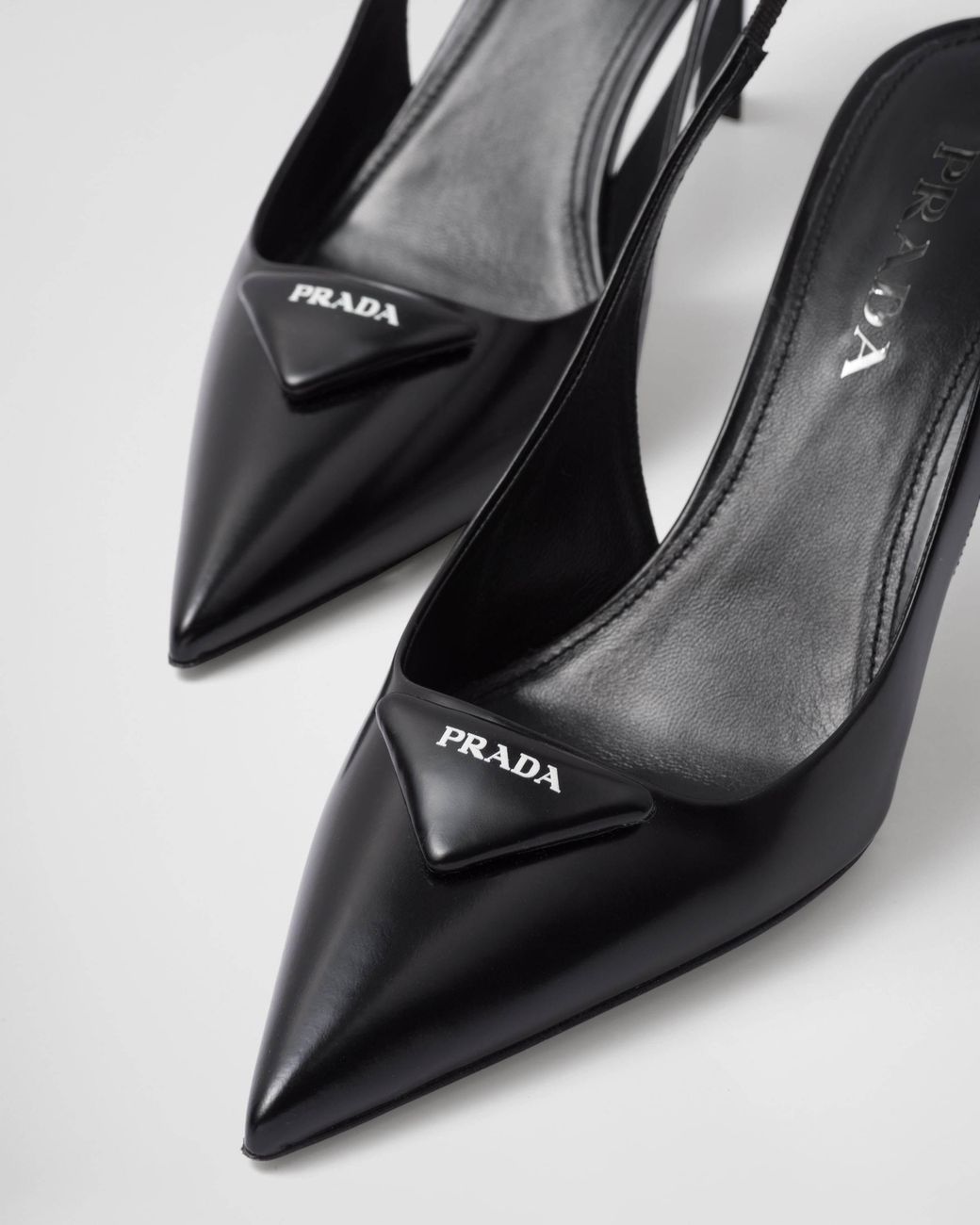 Prada Black Pointed-Toe Slingback Pumps