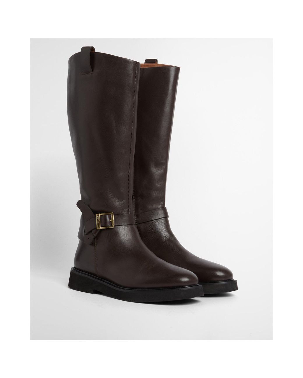 Barbour Brown Buckle Leather Knee-High Riding Boots