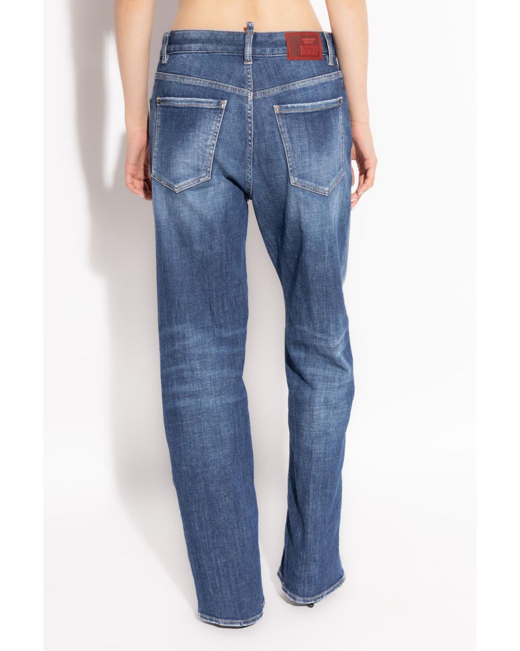 DSquared² Blue Logo Patch Flared Jeans