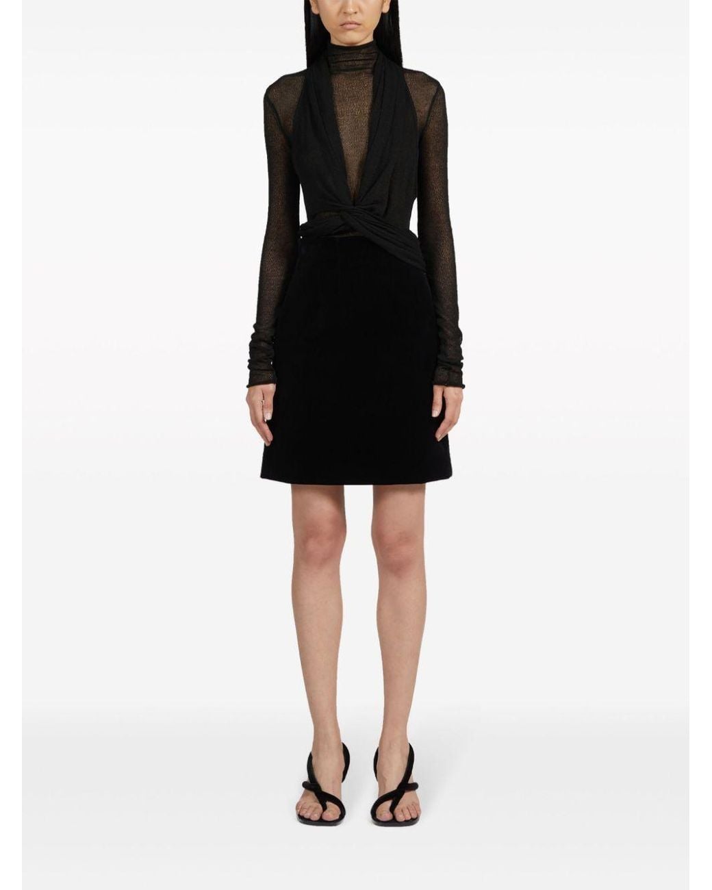 Ferragamo Black Ferragamo Rear Zipped Semi-Sheer Bodysuit