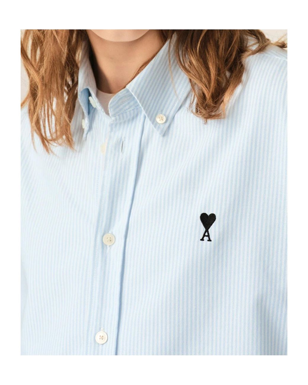 AMI Blue Ami Ami De Coeur Striped Shirt for men