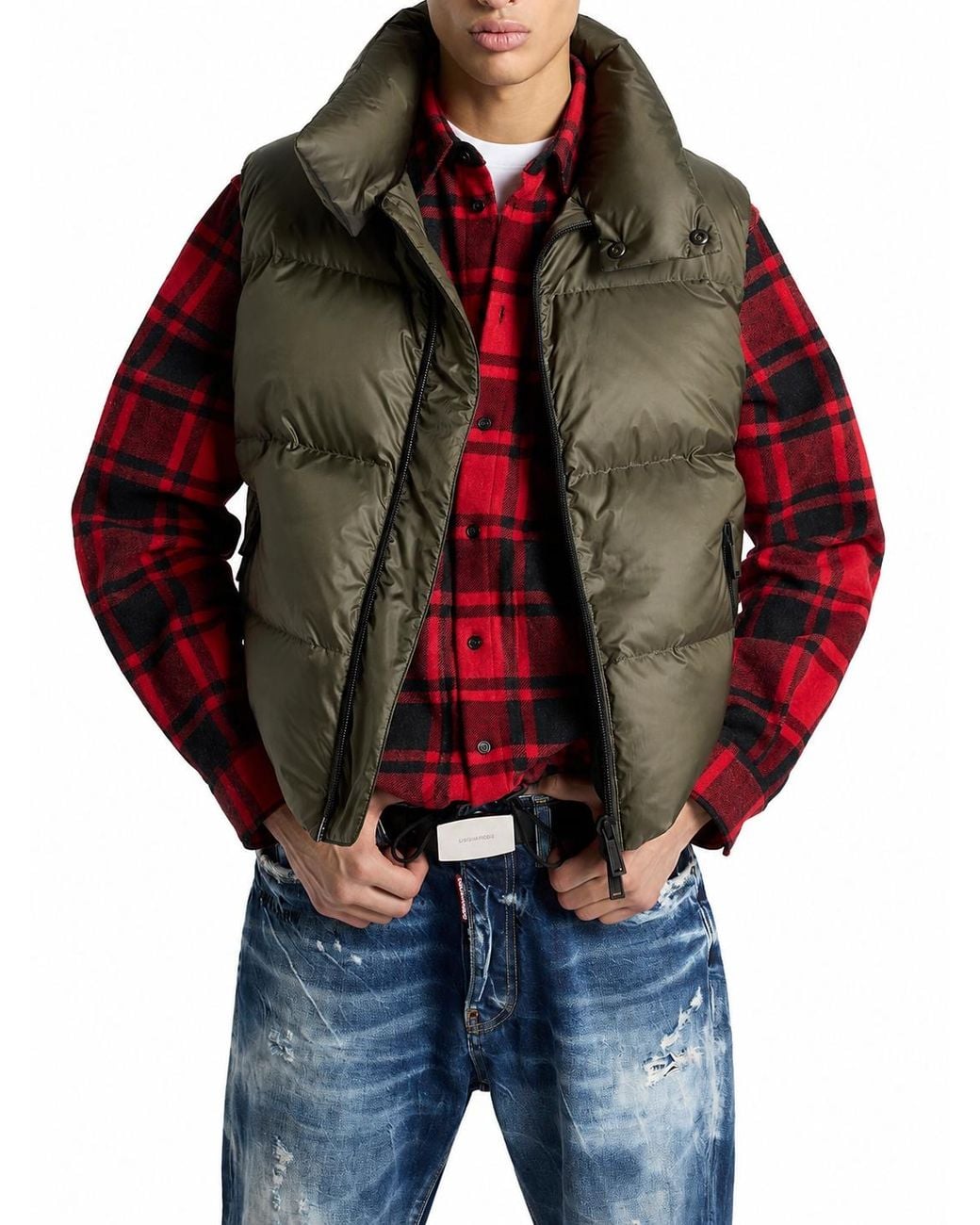 DSquared² Green Quilted Sleeveless Jacket for men