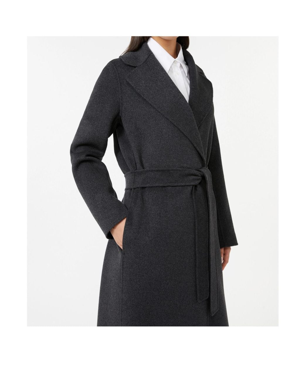 Max Mara Black 'S Poldo Belted Long-Sleeved Coat